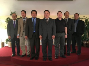 From left to right: Pastor Paul Lo, Elder Paul Moua, Pastor Art Sinhavong, Rev Kevin Mouanoutoua, Elder Chowwa Moua, Pastor Lazarus Lo, and Elder Nou Chong Thao.